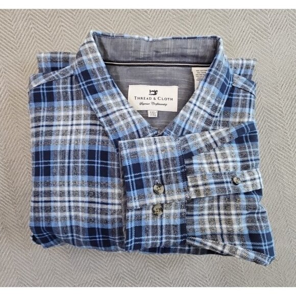 Thread & Cloth Flannel Shirt Women's XXL Blue Long Sleeve Button Down EUC - Picture 14 of 14